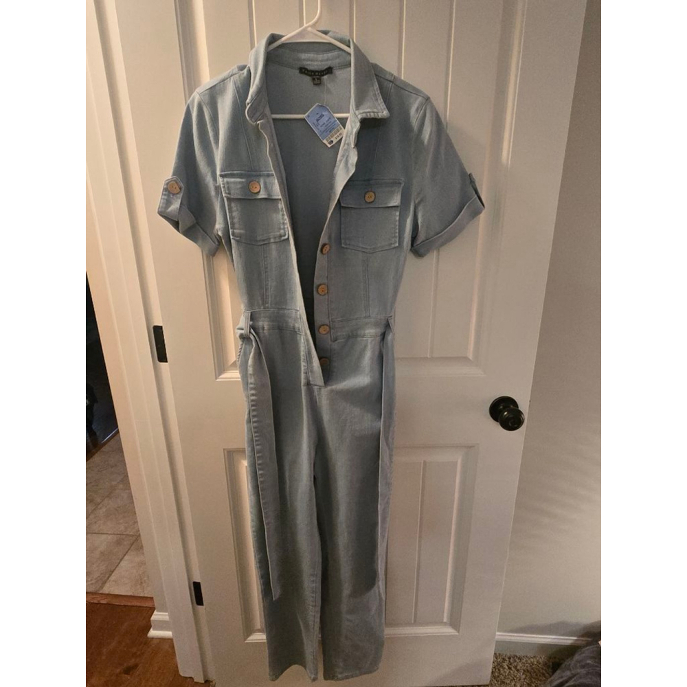 Women's Haute Monde Light Blue Denim Jumpsuit L - Picture 3 of 4